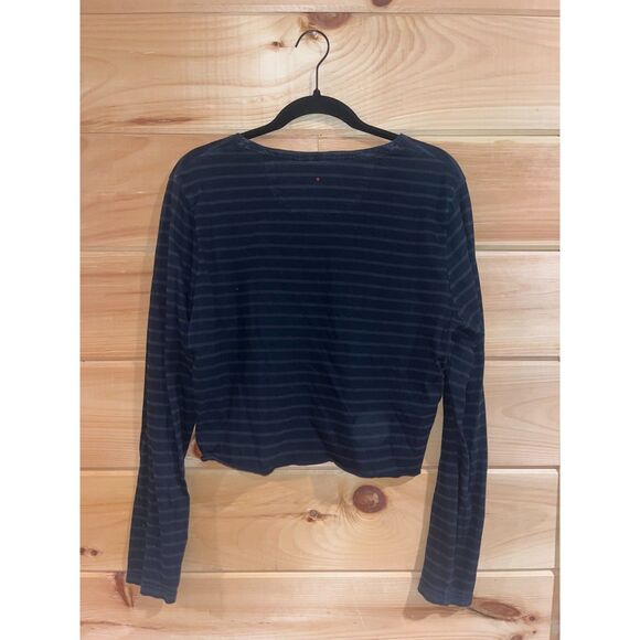 Semi Cropped Striped Long Sleeve Tee Shirt - Picture 3 of 4